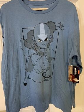 New Avatar The Last Air Bender Men XL Anime Cartoon T Shirt Blue Nickelodeon NWT
